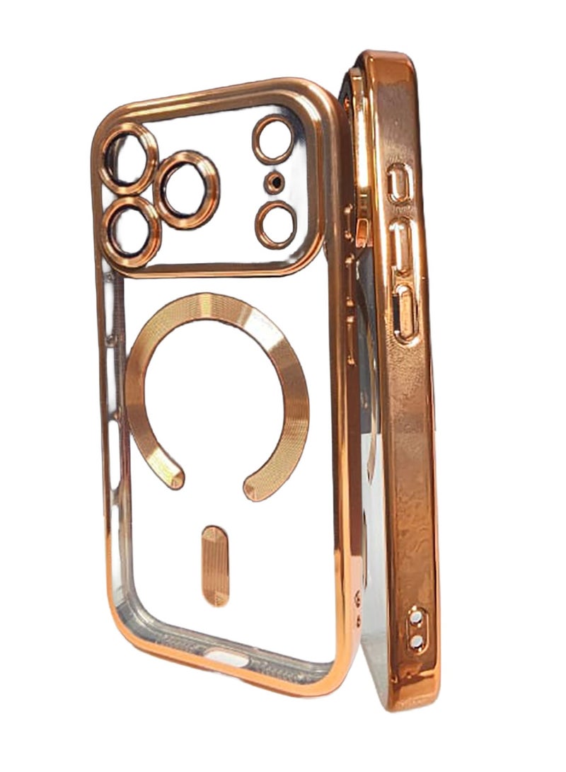 YUSR iPhone 17 ProMax case with Transparent Back and electroplated glossy metallic colored sides - Image 1
