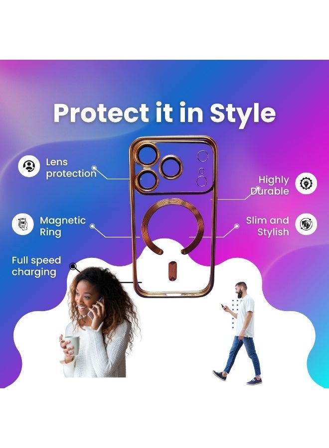 YUSR iPhone 17 ProMax case with Transparent Back and electroplated glossy metallic colored sides - Image 5