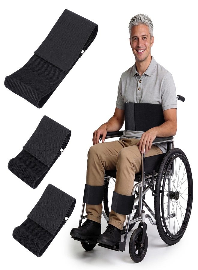 Elfzone Wheelchair Leg Strap - 3 Pack，Polyester Material, Breathable & Elastic - Foot, Calf & Seat Belt Restraints for Wheelchair (Length 40 in*1，Length 24 in*2) - Image 1