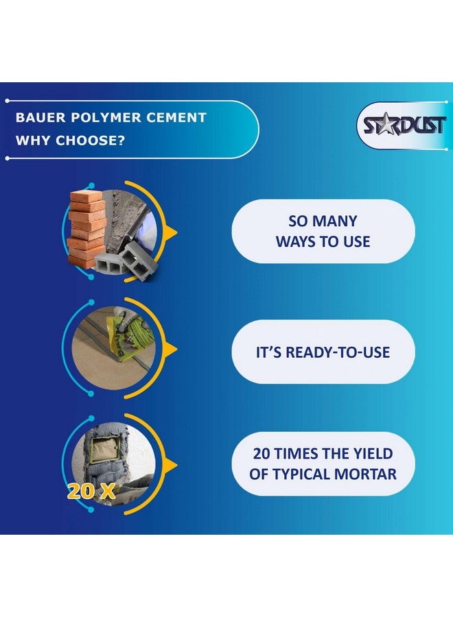 باوير أسمنت بوليمر فوري من باور، بديل جاهز للاستخدام للملاط والمواد اللاصقة - متعدد الاستخدامات لإصلاح شقوق الخرسانة، وشقوق بلاط الحجر، وإصلاح الطوب، ومريح، ومتين، وسهل التخزين - 2 كجم - Image 3