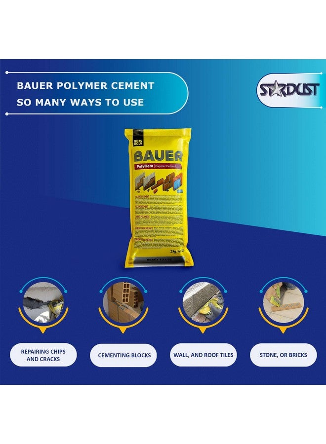 باوير أسمنت بوليمر فوري من باور، بديل جاهز للاستخدام للملاط والمواد اللاصقة - متعدد الاستخدامات لإصلاح شقوق الخرسانة، وشقوق بلاط الحجر، وإصلاح الطوب، ومريح، ومتين، وسهل التخزين - 2 كجم - Image 2
