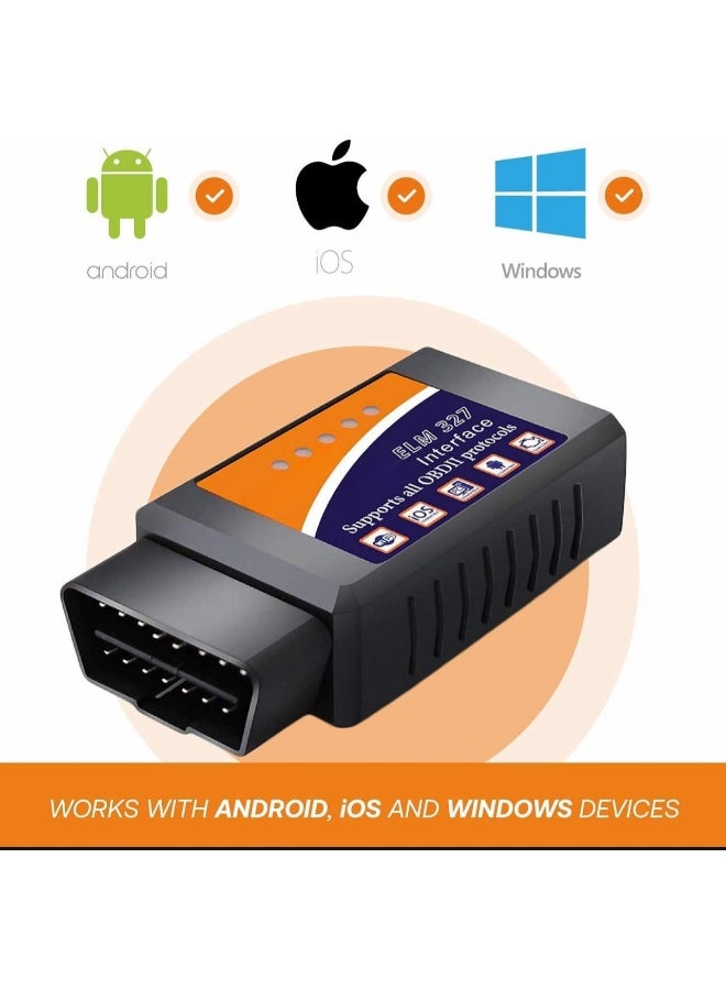 ترييو ماسح OBD2 متوافق مع بلوتوث ELM327 لـ Android وiOS - أداة فحص السيارات لفحص ضوء المحرك، قارئ أكواد الأعطال، أداة تشخيص سيارات (نسخة بلوتوث) - Image 3