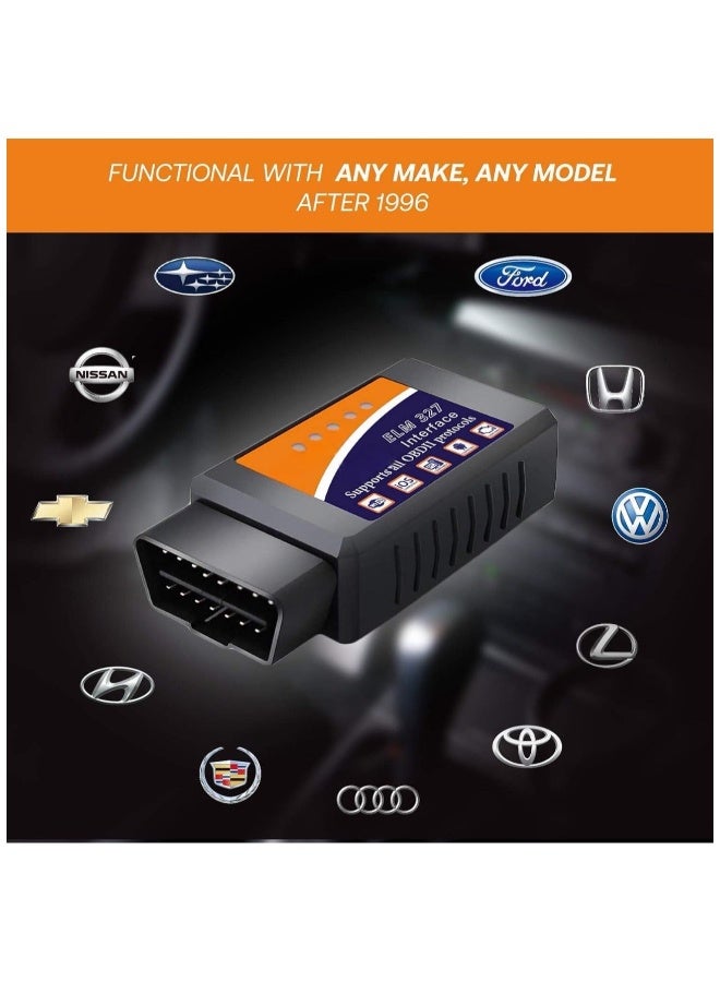 ترييو ماسح OBD2 متوافق مع بلوتوث ELM327 لـ Android وiOS - أداة فحص السيارات لفحص ضوء المحرك، قارئ أكواد الأعطال، أداة تشخيص سيارات (نسخة بلوتوث) - Image 4