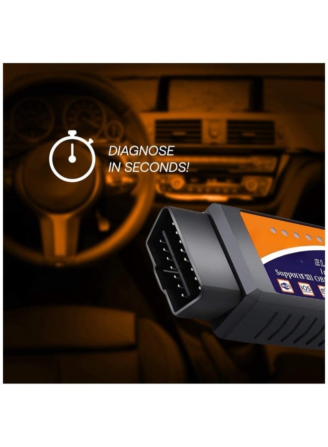 ترييو ماسح OBD2 متوافق مع بلوتوث ELM327 لـ Android وiOS - أداة فحص السيارات لفحص ضوء المحرك، قارئ أكواد الأعطال، أداة تشخيص سيارات (نسخة بلوتوث) - Image 2