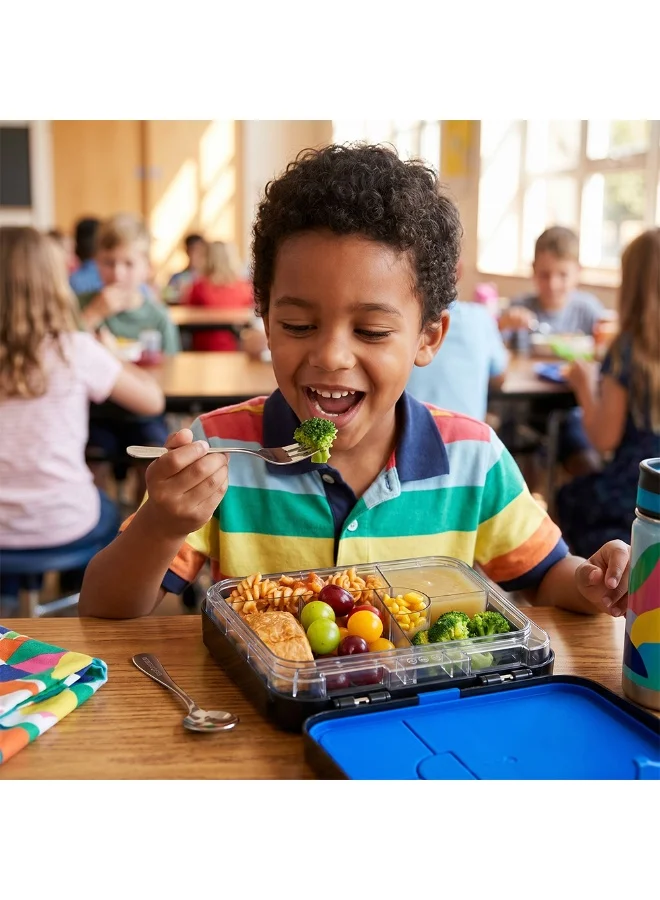 Eazy Kids Eazy Kids 6 & 4 Convertible Bento Lunch Box w/Steel Spoon & Fork Set - Gamer Black