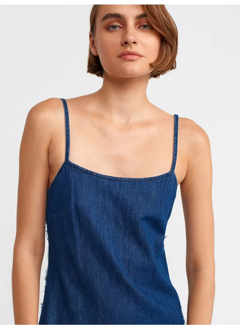 ديلفين 90526 Strappy Dark Denim Dress-Navy Blue