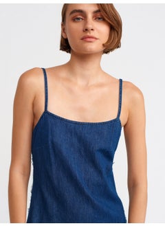 Dilvin 90526 Strappy Dark Denim Dress-Navy Blue  - Image 2