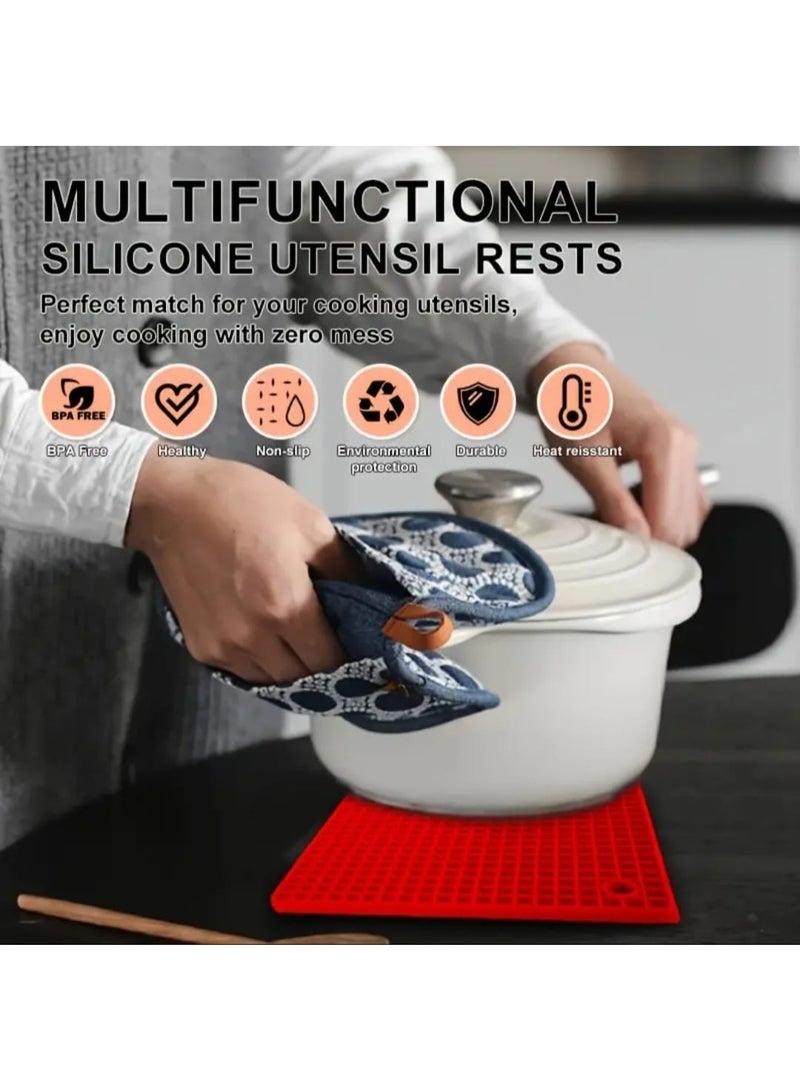 LDQ 2 Pcs Silicone Oven Mitts-Heat Resistant Gloves, Non Slip, Oven Mitts Silicone, Red Kitchen Accessories, Durable Grip, Perfect for Baking, Grilling, and Cooking.  - Image 5