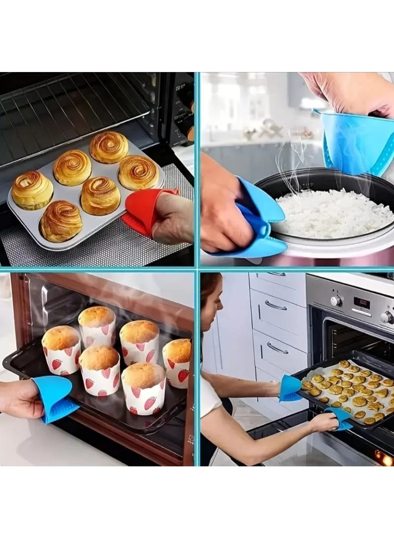 LDQ 2 Pcs Silicone Oven Mitts-Heat Resistant Gloves, Non Slip, Oven Mitts Silicone, Red Kitchen Accessories, Durable Grip, Perfect for Baking, Grilling, and Cooking.  - Image 3