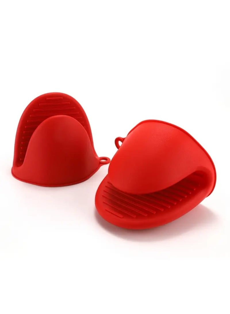 LDQ 2 Pcs Silicone Oven Mitts-Heat Resistant Gloves, Non Slip, Oven Mitts Silicone, Red Kitchen Accessories, Durable Grip, Perfect for Baking, Grilling, and Cooking.  - Image 1