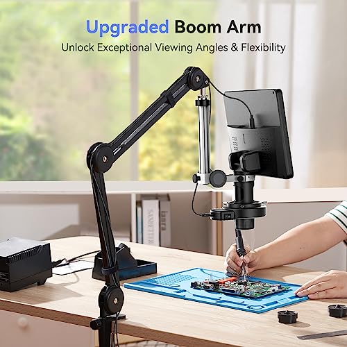 TOMLOV DM602 Flex Digital Soldering Microscope 2000x, Flexible Arm, 10.1" HDMI Microscope with 3 Lens, Coin Magnifier with Ring Light, Adults LCD Video Magnifying Glass, Electronic Repair Mat,64GB - Image 2