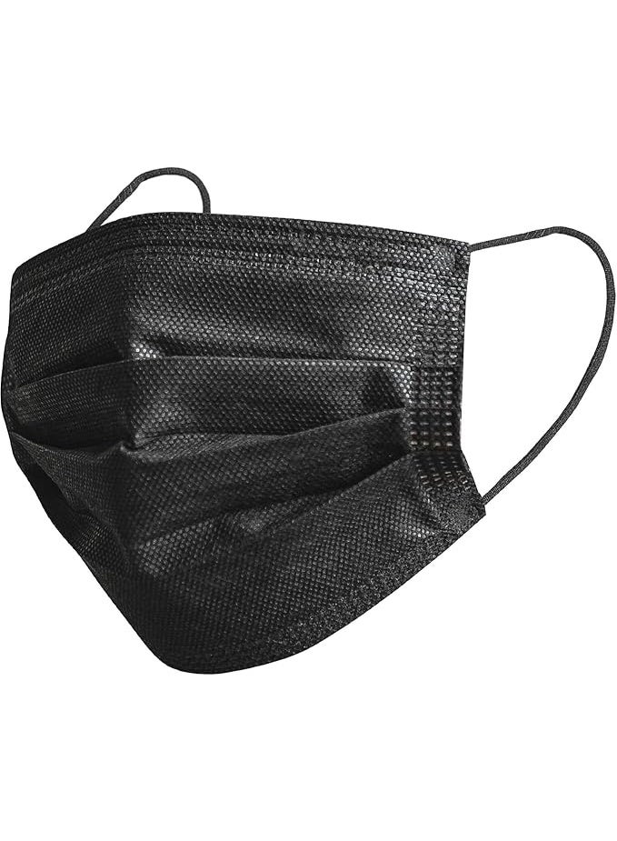 دادا كمامة وجه للاستخدام مرة واحدة مع حلقة أذن مريحة (50 قطعة، أسود) - Image 1