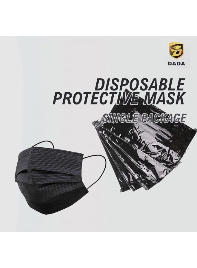 دادا كمامة وجه للاستخدام مرة واحدة مع حلقة أذن مريحة (50 قطعة، أسود) - Image 4