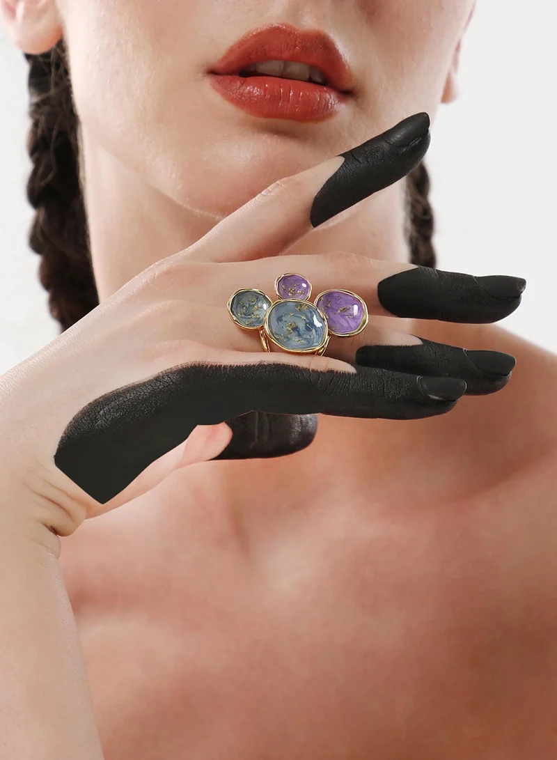 SOHI Amethyst Studded Adjustable Artificial Finger Ring Jewellery