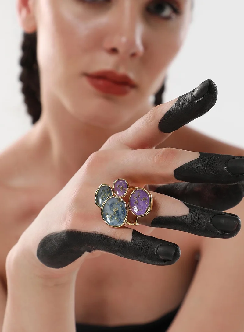 SOHI Amethyst Studded Adjustable Artificial Finger Ring Jewellery