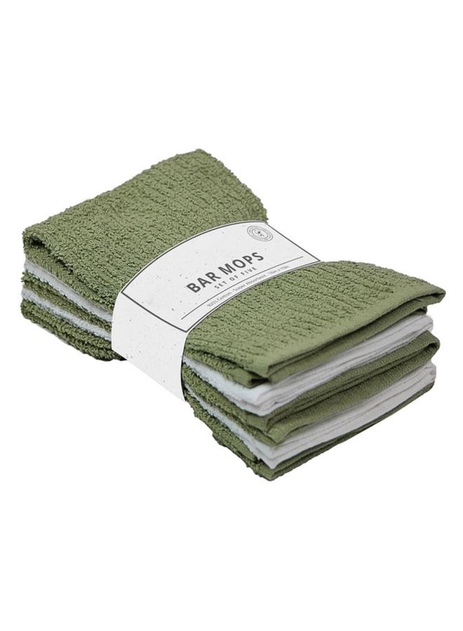 5-Piece Super Absorbent Cotton Bar Mops Green And White 16 X 19Inch