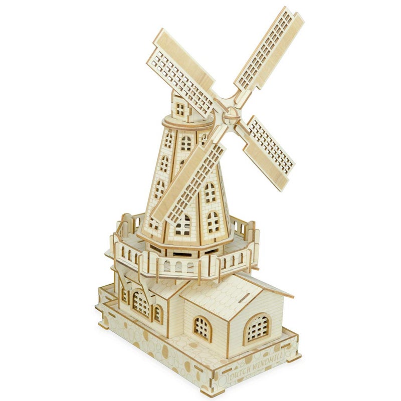 Bitopbi 3D Wooden Puzzles Laser Engraving DIY Safe Assembly Constructor Kit Toy for Teens and Adults World Famous Buildings Mechanical 3D Models for SelfAssembly C2 Dutch Windmill - Image 3
