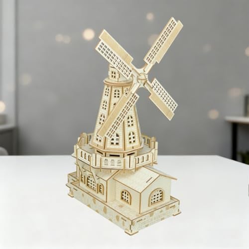 Bitopbi 3D Wooden Puzzles Laser Engraving DIY Safe Assembly Constructor Kit Toy for Teens and Adults World Famous Buildings Mechanical 3D Models for SelfAssembly C2 Dutch Windmill - Image 5