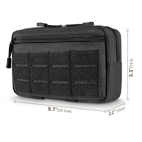 FRTKK Tactical Molle Admin Pouch Utility Laser Cut EDC Tool Pouch Bag Horizontal Modular Pouches Include US Flag Patch and Keychain - Image 3