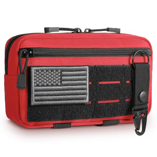 FRTKK Tactical Molle Admin Pouch Utility Laser Cut EDC Tool Pouch Bag Horizontal Modular Pouches Include US Flag Patch and Keychain - Image 1