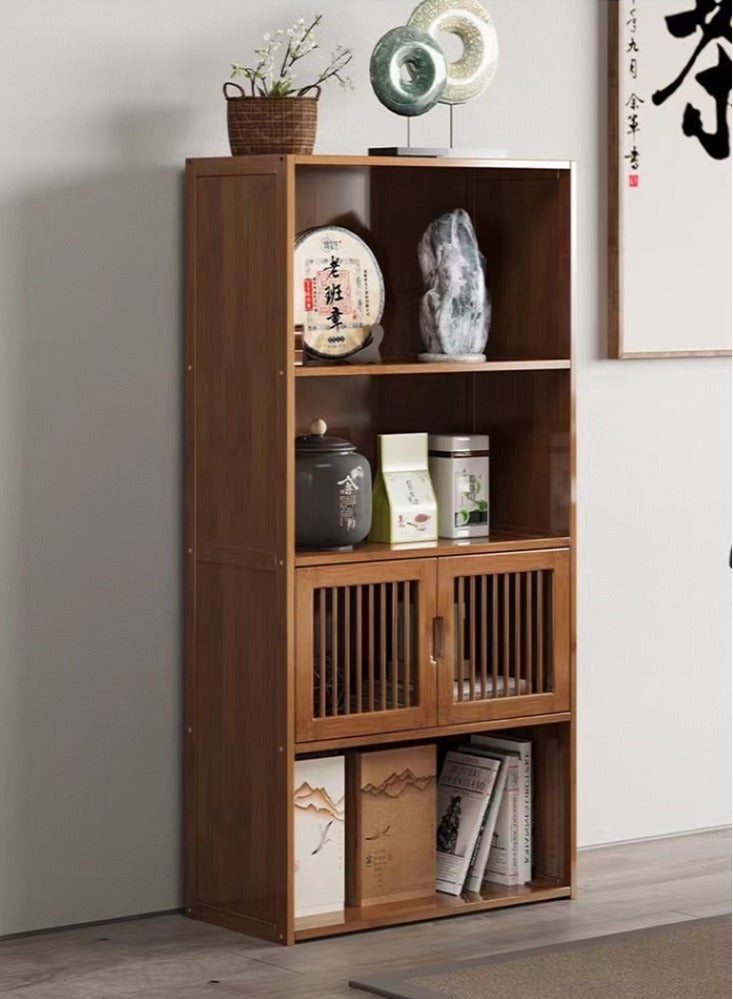 Kutis 4-Tier Bookcase Living Room Display Shelf Storage Rack Bamboo Brown 60x25x123 cm - Image 2