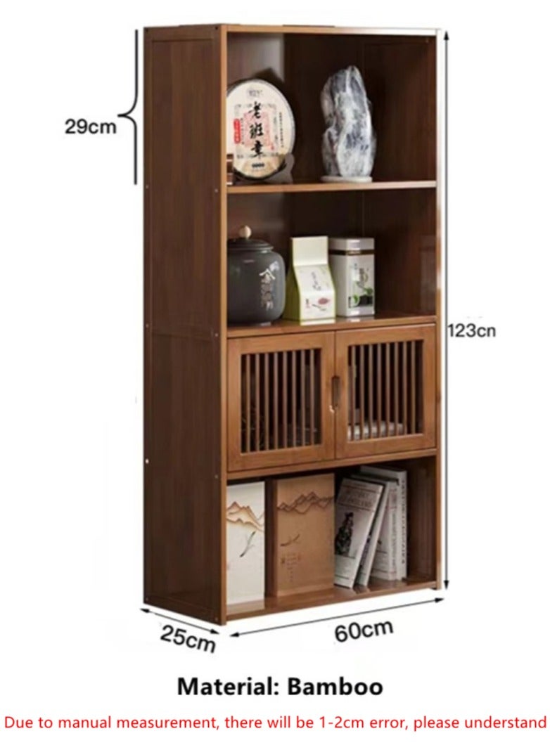 Kutis 4-Tier Bookcase Living Room Display Shelf Storage Rack Bamboo Brown 60x25x123 cm - Image 5