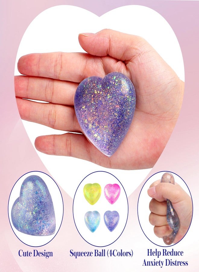 AiSiXin Heart Sugar Ball Stress Balls for Adults (Purple), Malt Sugar Ball Sensory Fidget Toys for Kids, Slow-Rise Squishy Sugar Stress Ball, Heart Shape Squeeze Toys for Stress Relief - Image 2