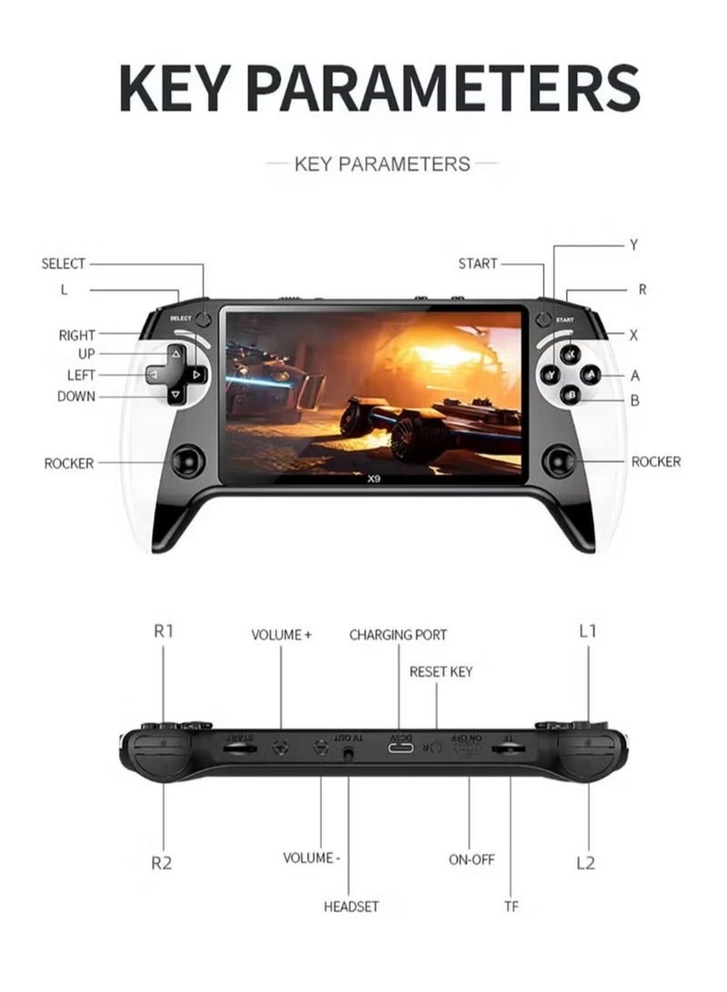 X9 Handheld Gaming Console 5.5 Inch HD Screen | Portable Retro Video Game Player, 1500mAh Rechargeable Battery, Built-in Classic Games, Large Display, Lightweight Travel Gaming Device - Image 5