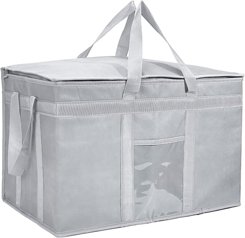Yalin XXXL Large Insulated Cooler Bag, Styrofoam Cooler of Keep Food Hot or Cold, Reusable Double Zipper Food Delivery Bag for Grocery Shopping, 23" W x 15" H x 14" D (Grey, 3XL) - Image 1