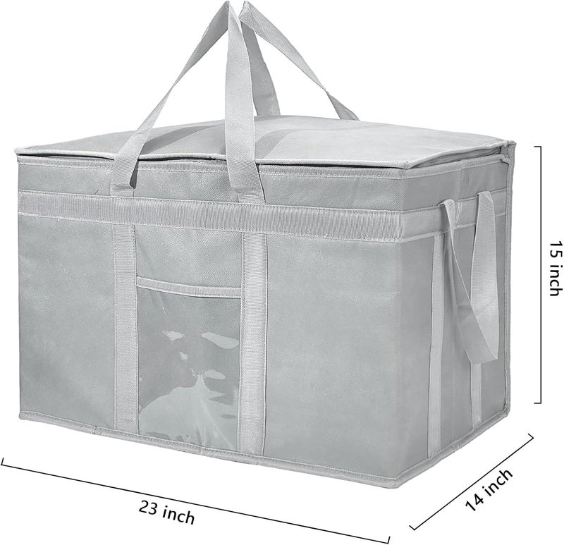 Yalin XXXL Large Insulated Cooler Bag, Styrofoam Cooler of Keep Food Hot or Cold, Reusable Double Zipper Food Delivery Bag for Grocery Shopping, 23" W x 15" H x 14" D (Grey, 3XL) - Image 5