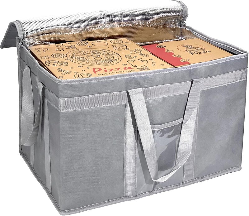 Yalin XXXL Large Insulated Cooler Bag, Styrofoam Cooler of Keep Food Hot or Cold, Reusable Double Zipper Food Delivery Bag for Grocery Shopping, 23" W x 15" H x 14" D (Grey, 3XL) - Image 2