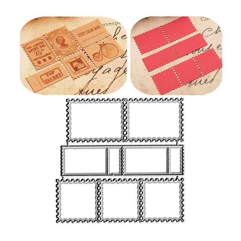 AHTOLS Postage Stamp Frame Cutting Dies Photo Frame Die Cuts Metal Embossing Stencils Template Mould for Card Scrapbooking and DIY Craft Album Paper Card Decor 