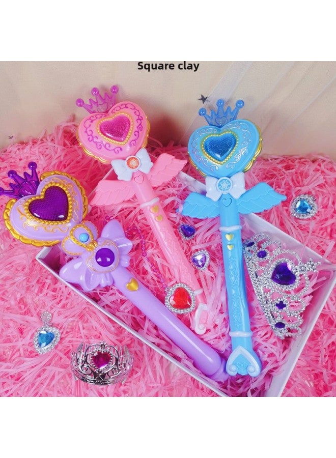 Children's Little Girl Toy Little Magic Fairy Luminous Flash Magic Wand Fairy Wand Transformation Magic Wand Birthday Wholesale-Color:Blue Magic Wand + Crown + Handbag [free Battery]  - Image 5