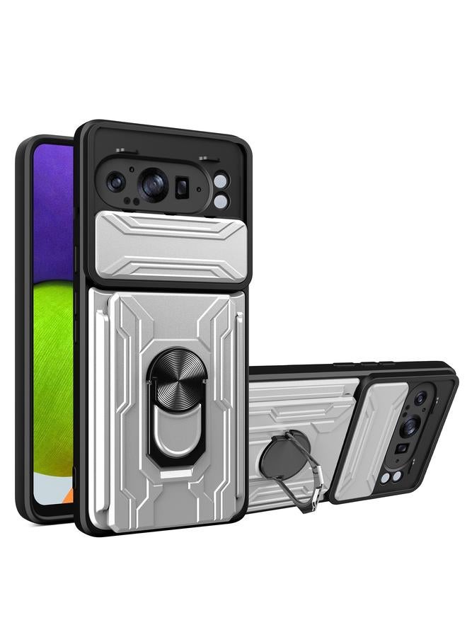 اس-توب جراب لهاتف Google Pixel 9 Pro XL مزود بغطاء منزلق من مادة TPU+PC مع فتحة للبطاقات - Image 1