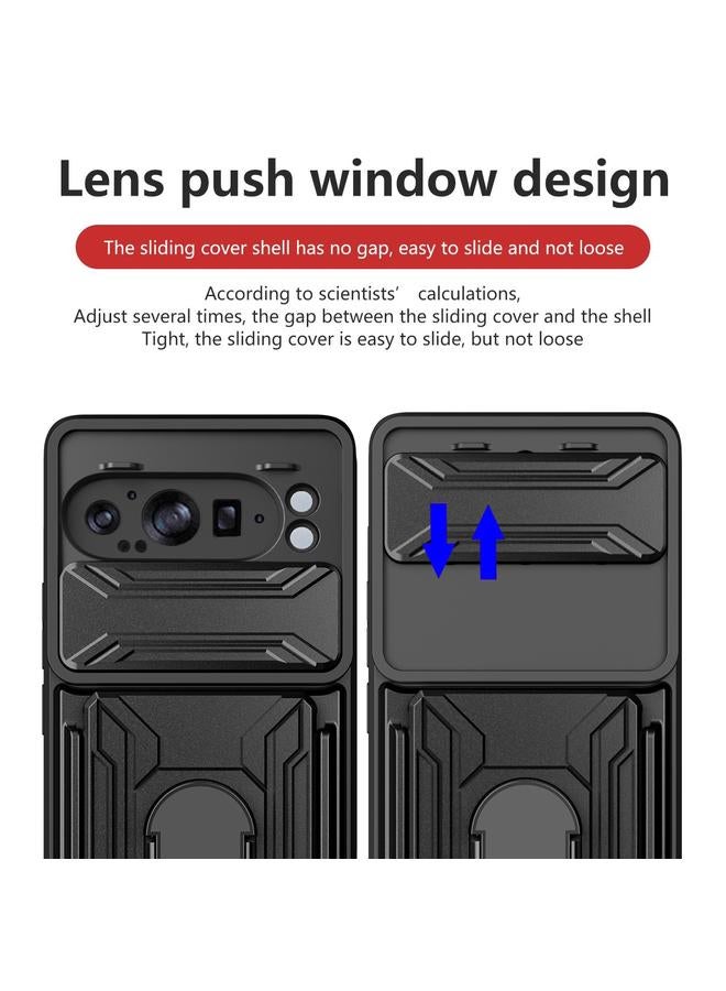 اس-توب جراب لهاتف Google Pixel 9 Pro XL مزود بغطاء منزلق من مادة TPU+PC مع فتحة للبطاقات - Image 3