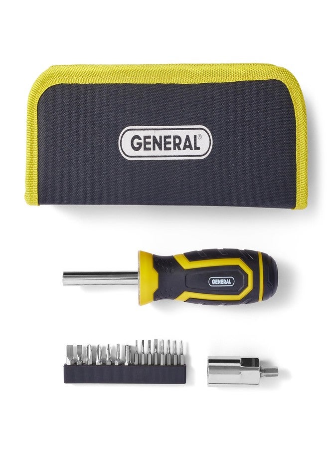جينيرال تولز مفك براغي مضاء من General Tools مع مفتاح ربط عالمي - مفك براغي متعدد الرؤوس مريح مع ضوء LED مدمج ومفتاح ربط عالمي وحقيبة تخزين، يتضمن 6 رؤوس قياسية و8 رؤوس دقيقة - Image 1