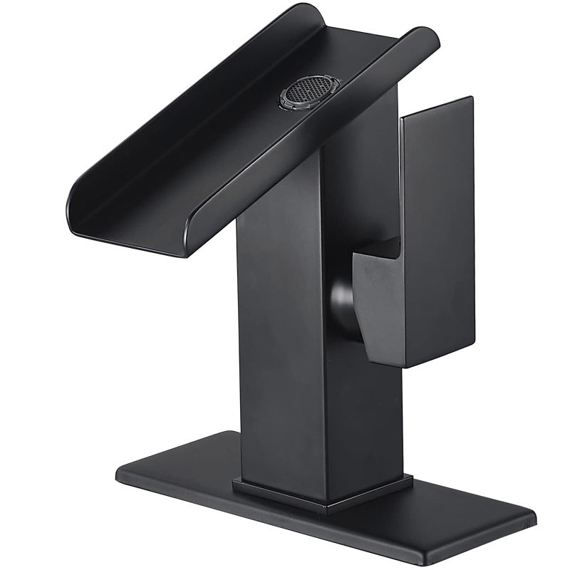 Chiczam Black Bathroom Faucet Waterfall 1 Hole Bath Lavatory Vanity Sink Faucet Single Handle Modern Basin Tap Brass Deck Mount Commercial - Image 2
