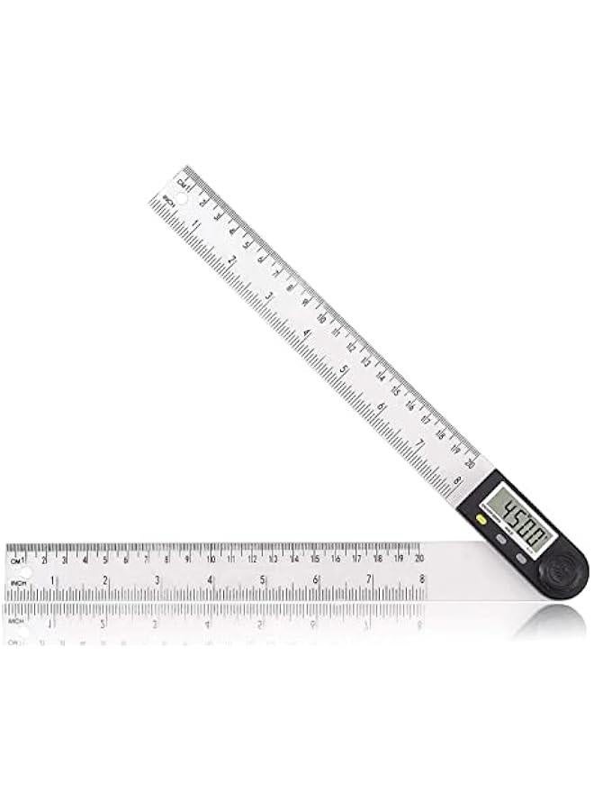 Digital Angle Finder,  Popular 8 Inch/200mm PVC Plastic Protractor Angle Ruler 0-360°Digital Inclinometer Electronic Digital Angle Ruler with LCD Display for Woodworking Construction etc. - Image 1