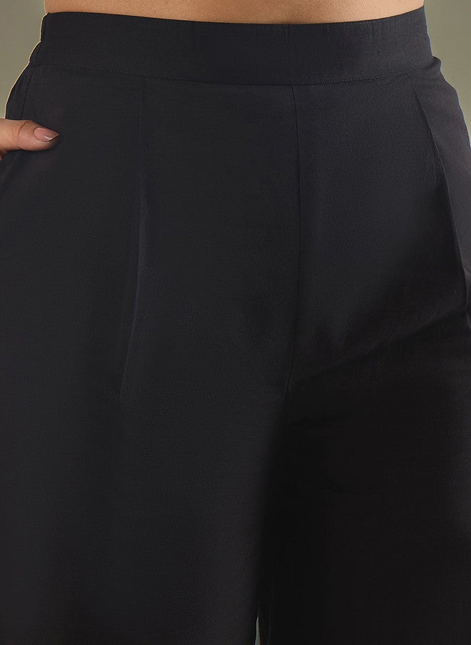 WineRed Black Embroidered Sleeveless V-Neck Waistcoat with Trousers - Image 3