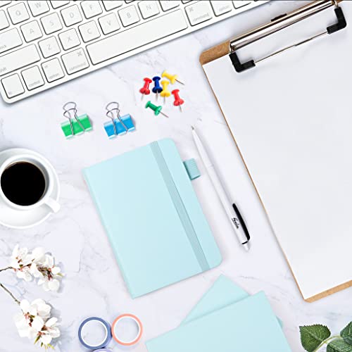 feela 3 Pack Pocket Small Notebook Journals, Mini Cute Memo Notepad Hardcover College Ruled Lined Journals with Pen Holder for Women Girls Office School, with 3 Black Pens, 3.5”x 5.5”, A6, Sky Blue - Image 4