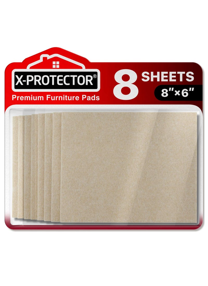 X-Protector Felt Furniture Pads X-PROTECTOR - 8 Pack Premium 8”x6” Heavy Duty 1/5” Felt Sheets! Cut Furniture Felt Pads for Furniture Feet You Need – Best Furniture Pads for Hardwood Floors! Mix  - Image 1
