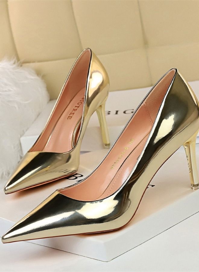 BIGTREE Fashion Metal Heel High-Heeled Shoes 7.5CM Gold
