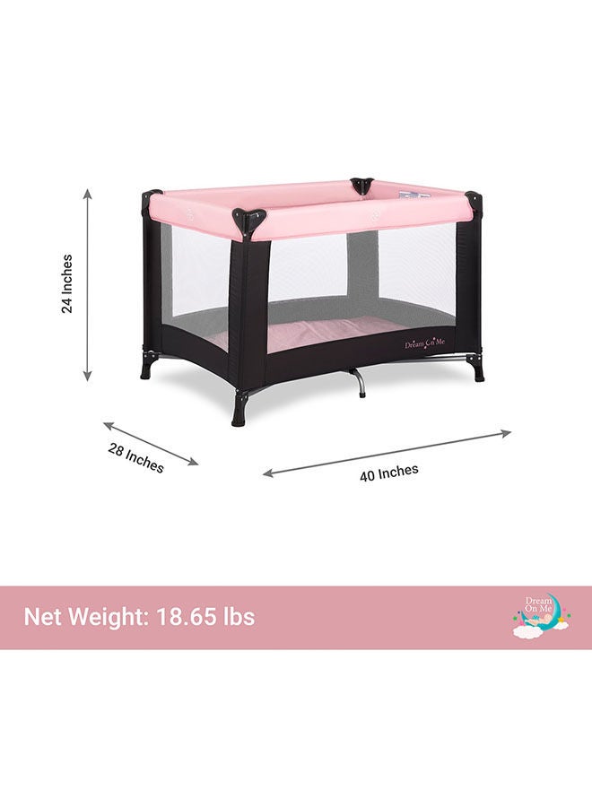 Dream On Me Nest Lightweight, Breathable Mesh, Portable Play Yard With Carry Bag And Shoulder Strap - Pink - Image 3
