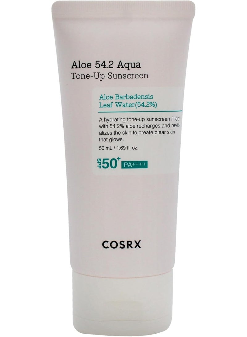 COSRX Aloe 54.2 Aqua Tone-Up Sunscreen SPF 50 Plus by Cosrx for Unisex - 1.69 oz Sunscreen - Image 1