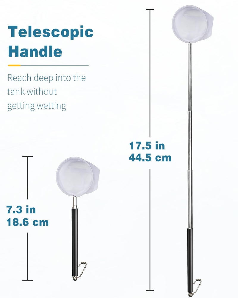 Pawfly Aquarium Net - 2 Inch Shrimp & Baby Fish Net with Extendable Stainless Steel Handle for Tiny Tanks and Ponds - Image 5