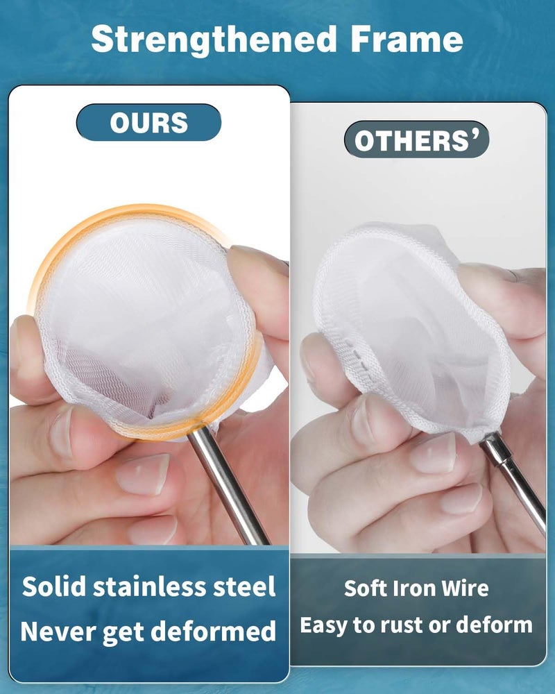 Pawfly Aquarium Net - 2 Inch Shrimp & Baby Fish Net with Extendable Stainless Steel Handle for Tiny Tanks and Ponds - Image 4