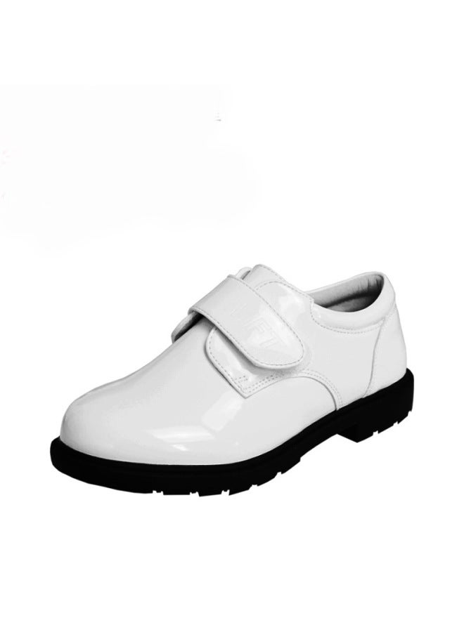 Children's Bright Leather Shoes Baby Host Performance Hollow Lace-up Children's Shoes Fashion Boys Stick Pu Leather Shoes Hair