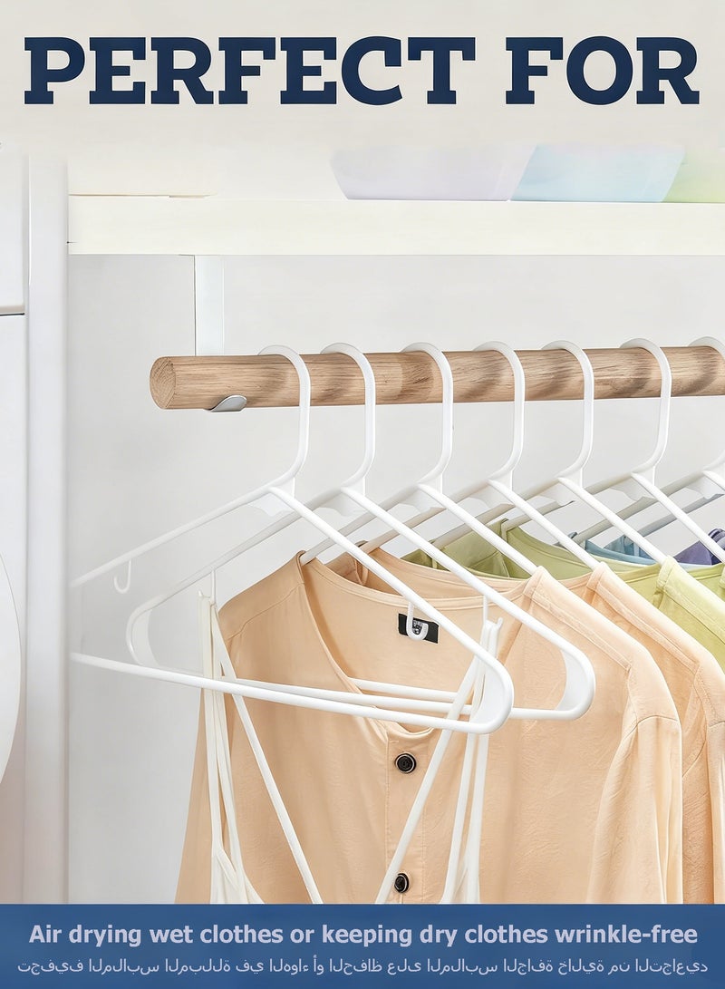 ويمارت مجموعة من 50 علاقة ملابس بلاستيكية متينة وقوية لتنظيم الخزائن، علاقات ملابس بلاستيكية مزودة بخطافات مدمجة، علاقات ملابس موفرة للمساحة للمعاطف والقمصان والفساتين والسراويل وربطات العنق، أبيض - Image 3