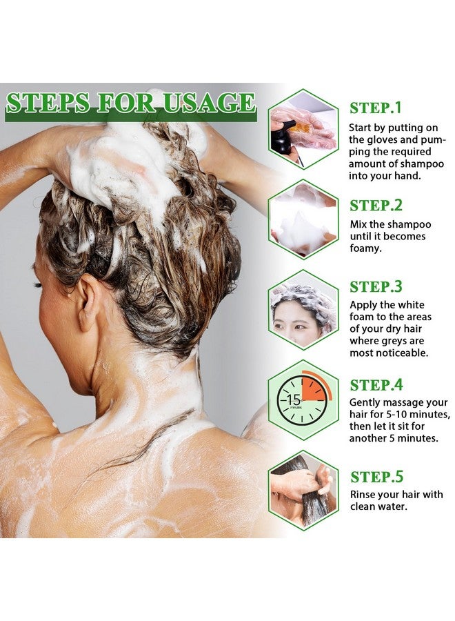 ALIVER Hair Dye Shampoo(Black) Natural Hair Dye Shampoo 3In 1 Hair Dyeing+Nourishing+Growing 500Ml Harmless Hair Care Herbal Essences For Hair And Scalp Hypoallergenic Hair Dye Shampoo - Image 3