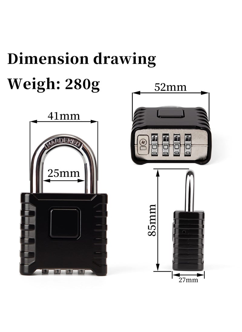 Generic - Heavy Duty Combination Padlocks Outdoor, 52mm Stainless Steel 4 Digit Locker Code Padlock Weatherproof, 4 Digit Combination Padlock for Home Shed Fence Warehouse Garage Black - Image 1